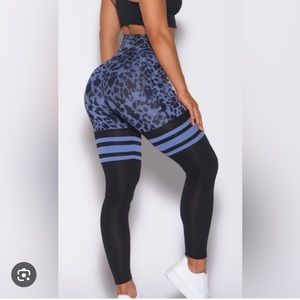 Bombshell Sportswear Blue Cheetah Scrunch Butt Thigh High Leggings